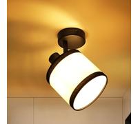 Glitzerlife Faretto da soffitto 1 luce nero corridoio - Plafoniera in tessuto, plafoniera E14 faretto vintage orientabile retrò per cucina camera da letto guardaroba (lampadina non inclusa)