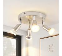 Glitzerlife Faretto da Soffitto Rotondo - LED Plafoniera Faretto da Soffitto 4 Luci GU10 Orientabile 350° Metallo Moderno Lampada da Soggiorno per Camera da Letto Cucina Sala da Pranzo Corridoio