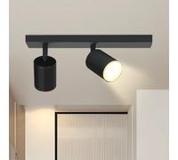 Glitzerlife Lampada da soffitto a 2 luci faretto da soffitto nero | plafoniera led soffitto GU10 corridoio orientabile 350 faretto da parete per cucina camera da letto soggiorno senza lampadina