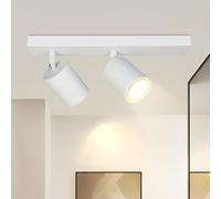 Glitzerlife lampada da soffitto faretto da soffitto a 2 luci bianco | plafoniera GU10 corridoio moderno orientabile 350° faretto da parete per cucina soggiorno camera da letto (senza lampadina)