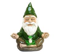 GlitZGlam Gnomo Zen - Tranquillità e pace per il tuo giardino delle fate e i tuoi gnomi da giardino Statuetta in miniatura alta 22,8 cm