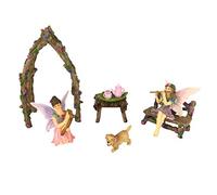 GlitZGlam Set Fate sorelle musicanti in miniatura - 7 pezzi - Fate in miniatura - Acessori da giardino