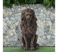 Glitzhome Statua decorativa da giardino, leone custode, 52,7 cm, altezza 52,5 cm