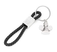 Glitzkind Portachiavi a forma di angelo custode con incisione ''angelo custode'' | Portafortuna Auto Portachiavi | Regalo di compleanno per principianti della patente di guida, Nero , Taglia unica