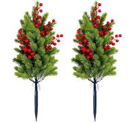 Glixoft 2 Pini Artificiali con Picchetti, Arbusti Finti Realistici per Decorazioni Natalizie, per, Patio E Giardino.