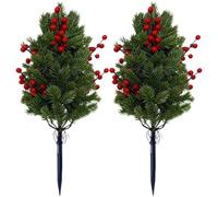 Glixoft 2 Pini Artificiali con Picchetti, Arbusti Finti Realistici per Decorazioni Natalizie, per, Patio E Giardino.