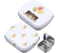 Glixoft Barattoli per Alimenti in Metallo 2 Pezzi con Coperchi Incernierati Barattoli Rettangolari Piccoli Barattoli Viaggio Vuoti Contenitori Carini per Caramelle per Pillole