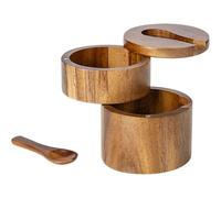 Glixoft Barattolo per Spezie in Legno con Coperchio E Cucchiaio, Contenitore Portatile per Spezie, tè, Zucchero, caffè, Cereali, Erbe Aromatiche, Farina