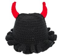 Glixoft Cappello Pescatore con Volant E Corno Diavolo all'Uncinetto, Cappello Pescatore Divertente per Arrampicata in Montagna, attività All'aperto, Protezione Solare