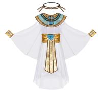 Glixoft Costume Principessa Egiziana per Bambini, Costume Cleopatra, Abito a Tema Egiziano per Halloween, Carnevale, Settimana del Libro, Feste Ed Eventi