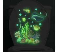 Glixoft Decalcomanie per WC del Mondo Sottomarino Adesivi per WC Oceano Luminoso Adesivi per Coperchio WC Decalcomanie Decorative per Acquario per Il Soffitto della Camera dei Bambini