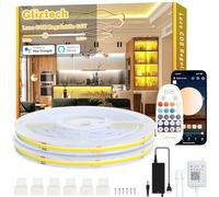 Gliztech 20M Striscia LED COB Bianca Compatibile con Alexa, da 3000k a 6500k Striscia Led 24V Dimmerabile, Illuminazione Sottopensile con Telecomando e App Strip Led per Cucina e Camera da Letto