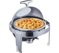 GLJTUO Chafing Dish in Acciaio Inox, Set di Chafing Dish Rotondi, Scaldavivande, Buffet, con Teglie per Alimenti E Porta-Combustibile, Set Scaldavivande per Catering, Buffet E F,with Window