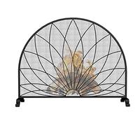 GLJTUO Mampara De Chimenea De Hierro Forjado para Hogar De Ladrillo Pintado De Negro, Panel De Protección Contra Incendios De Un Solo Panel, Puerta Estilo Rústico, Barrera De Segurid,Black-B