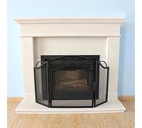 GLJTUO Mampara De Chimenea Estilo Rústico De 3 Paneles con Asas Dobles - Protector De Chimenea Negro para Pórticos, Separador Decorativo para Estufas, Barrera De Seguridad para Sala,