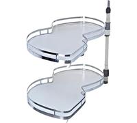 GLJTUO Mensola Estraibile Angolare Per Mobile Da Cucina, Mobiletto Organizer Estraibile, Chiusura Ammortizzata, Angolo Cieco Da Cucina, 2 Ripiani, Vassoio Girevole, Mobiletti An,Open Left-86 * 50cm