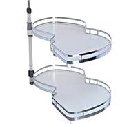 GLJTUO Mensola Estraibile Angolare Per Mobile Da Cucina, Mobiletto Organizer Estraibile, Chiusura Ammortizzata, Angolo Cieco Da Cucina, 2 Ripiani, Vassoio Girevole, Mobiletti An,Open Right-86 * 50cm