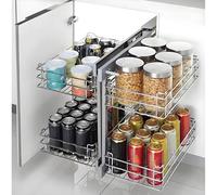 GLJTUO Mobiletto Angolare Cieco Estraibile Per Cucina, Mobiletto Angolare Cieco Per Cucina, Doppio Ripiano Girevole, Ogni Ripiano Oscilla Indipendentemente, Adatto Per Mobili Da,D-900mm