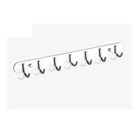 GLJTUO Portasciugamani Da Parete Con 6 Ganci Per Bagno E Cucina, Appendiabiti Multiuso, Portasciugamani Salvaspazio, 17 Ganci Per Accessori Da Bagno Ed Elegante.,Chrome-7 hooks 50cm