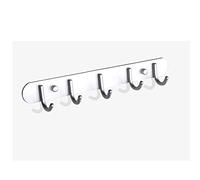 GLJTUO Portasciugamani Da Parete Con 6 Ganci Per Bagno E Cucina, Appendiabiti Multiuso, Portasciugamani Salvaspazio, 17 Ganci Per Accessori Da Bagno Ed Elegante.,Chrome-5 hooks 35.5cm