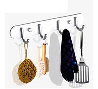 GLJTUO Portasciugamani Da Parete Con 6 Ganci Per Bagno E Cucina, Appendiabiti Multiuso, Portasciugamani Salvaspazio, 17 Ganci Per Accessori Da Bagno Ed Elegante.,Chrome-4 hooks 28cm