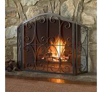 GLJTUO Protector De Chimenea Plegable De Alta Resistencia, De 3 Paneles, Antichispas, para Interior Y Exterior, con Estructura De Hierro Forjado Macizo, Color Negro - 72 × 30 × 80 Cm,