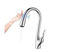 GLJTUO Rubinetto da cucina, in ottone nero, rubinetto da bagno con design Intellint Touch, maniglia singola fredda e calda, doppio controllo 3 funzioni, rubinetto estraibile per cucina, bagno