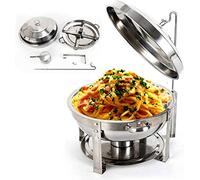 GLJTUO Scaldavivande in Acciaio Inox, Set Scaldavivande per Buffet, con Teglie per Alimenti E Porta-Combustibile, Set Professionale per Scaldavivande per Catering, Buffet E Fest,