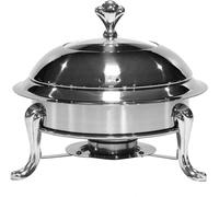 GLJTUO Scaldavivande Rotondo di Dimensioni Standard, in Acciaio Inox, Set di Piatti per Buffet, per Catering, con Teglia per Alimenti E Porta-Combustibile, Argento 18 Cm, Oro 18,