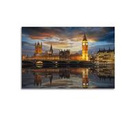 GLJXFP Poster decorativo da parete con bella città, Londra, Big Ben al tramonto, poster decorativo su tela, stampa artistica moderna per camera da letto, 50 x 75 cm