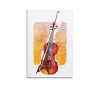 GLJXFP Poster decorativo da parete con violino, arte ad acquerello, stampa artistica su tela, poster decorativo moderno, per camera da letto, 30 x 45 cm