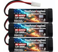 GLK-Technologies 3 batterie ad alta potenza RC, 7,2 V/5000 mAh (NiMh) per RC, camion, barca, drone, aerei, 3 pezzi.