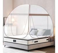 GLKEBY Zanzariera pop up per letto matrimoniale, 150 x 200 x 150 cm, grande tenda portatile da viaggio con doppia porta con cerniera, facile installazione, maglia fine, per camera da letto campeggio