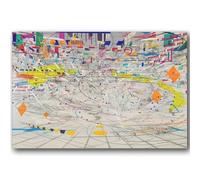 GLKFWVX Arte murale Julie Mehretu 《Edificio dello Stadio》Poster Pittura su Tela di Paul Picasso Stampe astratte Julie Mehretu Quadro per Arredamento 60x90cm Senza Cornice