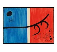 GLKFWVX Famosi Joan Miro Mostra Manifesti Blu Rosso Wall Art Surrealismo Pittura su Tela Miro Stampe di Joan Miro Immagini per la Decorazione Domestica 65X45cmX1 No Frame