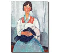 GLKFWVX Illustrazione murale di Amedeo Modigliani 《Zingara con Bambino》Poster di Amedeo Modigliani Pittura su Tela Stampe astratte per Arredamento casa, 40x60cm Senza Cornice