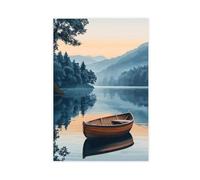 GLKISGFQ Poster su tela con Loch Lomond e barca in legno, decorazione artistica da parete per soggiorno e camera da letto, 20 x 30 cm