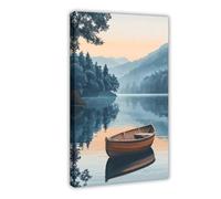 GLKISGFQ Poster su tela con Loch Lomond e barca in legno, decorazione artistica da parete per soggiorno e camera da letto, 20 x 30 cm
