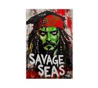 GLKISGFQ Poster su tela, motivo: pirati dei mari selvaggi, decorazione per camera da letto, ufficio, camera da letto, regalo, 30 x 45 cm
