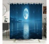 GLKSDLPO Tenda da doccia con motivo a oceano illuminato dalla luna, tende moderne e lunghe per vasca da bagno, cielo stellato, tranquillo, per l'arredo del bagno (135x200 cm/53x79 pollici (LxA)/)