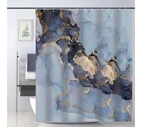 GLKSDLPO Tenda da doccia in tessuto marmorizzato per l'arredo del bagno, moderno lusso standard blu, azzurro cielo oro per l'arredo della stanza umida (140x183 cm/55x72 pollici (LxA)/)