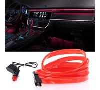 GLL Striscia LED per interni auto, 5 m, luci al neon rosse con bordo cucito da 6 mm, kit di illuminazione ambientale per auto, giardino, decorazioni