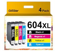 Glliter 604XL Cartucce per Epson 604 XL per Epson XP 3200, compatibili con Expression Home XP 4200, XP-2205, XP-3205, XP-4205, Workforce WF-2930 (1nero, 1magenta, 1ciano, 1giallo)