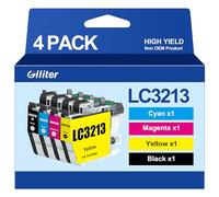 Glliter LC-3213 LC3211 Cartucce compatibili per Brother LC3213 per DCP-J572DW DCP-J772DW DCP-J774DW MFC-J497DW MFC-J491DW MFC-J890DW MFC-J895DW (nero, ciano, magenta, giallo, confezione da 4)