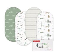 GLLQUEN BABY Confezione da 4 lenzuola con angoli per culla per neonati, 100% microfibra Oeko-tex100, comode e traspiranti, per culla e culla, per bambini e bambine (auto)