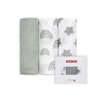 GLLQUEN BABY GLLQUEN - Panni in mussola per neonati, 3 pezzi, in cotone, 70 cm x 70 cm, assorbenti e traspiranti e ideali per pulire, pulire e coprire i neonati, GF302-Star