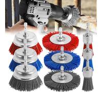 GLMFAN Set di 9 spazzole abrasive con filamenti di nylon e spazzola a tazza con gambo esagonale da 1/4 di pollice, set di pennelli da trapano in nylon di 3 dimensioni, grana 80/100/240, spazzola per