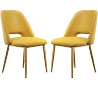 GLMGBP 2PCS Sedia da Pranzo, Sedia da Svago Imbottita in PU, Sedia con Schienale per la casa Europea, Sedia da Trucco Multifunzionale con Gambe Dorate (Colore: Giallo)