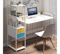 GLMGBP Scrivania per Computer da 48" con cassetto e Ripiani portaoggetti, postazione di Lavoro per Studio e Scrittura in Stile Moderno, postazione di Lavoro per PC per Ufficio Domestico, Bianco