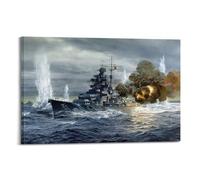 GLMHOK Poster vintage su tela della seconda guerra mondiale con corazzata tedesca DKM Bismarck, poster decorativo su tela, 30 x 45 cm